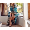 image:imageRVivimos Womens Summer Boho Button Up V Neck Floral Print Roll Up Causal Split Beach Midi DressesGreen