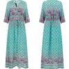 image:imageRVivimos Womens Summer Boho Button Up V Neck Floral Print Roll Up Causal Split Beach Midi DressesLight Green