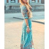 image:imageRVivimos Womens Summer Boho Button Up V Neck Floral Print Roll Up Causal Split Beach Midi DressesLight Green