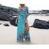 image:imageRVivimos Womens Summer Boho Button Up V Neck Floral Print Roll Up Causal Split Beach Midi DressesLight Green