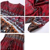 image:imageRVivimos Womens Summer Boho Button Up V Neck Floral Print Roll Up Causal Split Beach Midi DressesRed