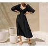 image:imageRVivimos Womens Summer Boho Cotton Puff Sleeve Dress Swiss Dots Lace Up Smocked Casual ALine Flowy Midi DressBlack