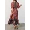 image:imageRVivimos Womens Summer Boho Floral Print Midi Dress Short Sleeve Deep V Neck Empire Waist Flowy Beach Dress with PocketsRed