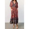image:imageRVivimos Womens Summer Boho Floral Print Midi Dress Short Sleeve Deep V Neck Empire Waist Flowy Beach Dress with PocketsRed