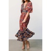image:imageRVivimos Womens Summer Boho Floral Print Midi Dress Short Sleeve Deep V Neck Empire Waist Flowy Beach Dress with PocketsRed