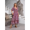 image:imageRVivimos Womens Summer Boho Floral Print Midi Dress Short Sleeve Deep V Neck Empire Waist Flowy Beach Dress with PocketsWinered