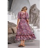 image:imageRVivimos Womens Summer Boho Floral Print Midi Dress Short Sleeve Deep V Neck Empire Waist Flowy Beach Dress with PocketsWinered