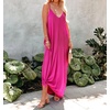 image:imageRVivimos Womens Summer Casual Adjustable Spaghetti Strap V Neck Boho Loose Fit Backless Maxi Dress with PocketsHotpink