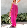 image:imageRVivimos Womens Summer Casual Adjustable Spaghetti Strap V Neck Boho Loose Fit Backless Maxi Dress with PocketsHotpink