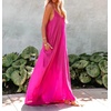 image:imageRVivimos Womens Summer Casual Adjustable Spaghetti Strap V Neck Boho Loose Fit Backless Maxi Dress with PocketsHotpink