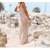 image:imageRVivimos Womens Summer Casual Adjustable Spaghetti Strap V Neck Boho Loose Fit Backless Maxi Dress with PocketsKhaki
