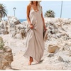 image:imageRVivimos Womens Summer Casual Adjustable Spaghetti Strap V Neck Boho Loose Fit Backless Maxi Dress with PocketsKhaki
