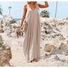 image:imageRVivimos Womens Summer Casual Adjustable Spaghetti Strap V Neck Boho Loose Fit Backless Maxi Dress with PocketsKhaki