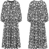 image:imageRVivimos Womens Summer Casual Midi Dress Lantern Sleeve Tie V Neck Boho Floral Print Loose Fit Flowy Long DressesBlack