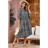 image:imageRVivimos Womens Summer Casual Midi Dress Lantern Sleeve Tie V Neck Boho Floral Print Loose Fit Flowy Long DressesBlack