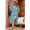 image:imageRVivimos Womens Summer Casual Midi Dress Lantern Sleeve Tie V Neck Boho Floral Print Loose Fit Flowy Long DressesLightblue