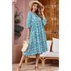image:imageRVivimos Womens Summer Casual Midi Dress Lantern Sleeve Tie V Neck Boho Floral Print Loose Fit Flowy Long DressesLightblue