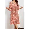 image:imageRVivimos Womens Summer Casual Midi Dress Lantern Sleeve Tie V Neck Boho Floral Print Loose Fit Flowy Long DressesOrange