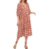 image:imageRVivimos Womens Summer Casual Midi Dress Lantern Sleeve Tie V Neck Boho Floral Print Loose Fit Flowy Long DressesOrange