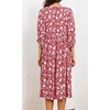 image:imageRVivimos Womens Summer Casual Midi Dress Lantern Sleeve Tie V Neck Boho Floral Print Loose Fit Flowy Long DressesRed