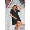 image:imageRVivimos Womens Summer Cotton Flowy Mini Dress V Neck Short Sleeve Boho Ruffle Tiered Casual Loose Tunic DressBlack