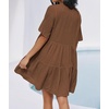 image:imageRVivimos Womens Summer Cotton Flowy Mini Dress V Neck Short Sleeve Boho Ruffle Tiered Casual Loose Tunic DressBrown