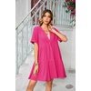 image:imageRVivimos Womens Summer Cotton Flowy Mini Dress V Neck Short Sleeve Boho Ruffle Tiered Casual Loose Tunic DressHotpink