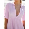 image:imageRVivimos Womens Summer Cotton Flowy Mini Dress V Neck Short Sleeve Boho Ruffle Tiered Casual Loose Tunic DressLavender