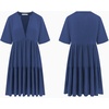 image:imageRVivimos Womens Summer Cotton Flowy Mini Dress V Neck Short Sleeve Boho Ruffle Tiered Casual Loose Tunic DressNavy Blue