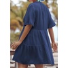 image:imageRVivimos Womens Summer Cotton Flowy Mini Dress V Neck Short Sleeve Boho Ruffle Tiered Casual Loose Tunic DressNavy Blue