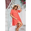 image:imageRVivimos Womens Summer Cotton Flowy Mini Dress V Neck Short Sleeve Boho Ruffle Tiered Casual Loose Tunic DressOrange