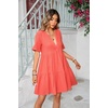 image:imageRVivimos Womens Summer Cotton Flowy Mini Dress V Neck Short Sleeve Boho Ruffle Tiered Casual Loose Tunic DressOrange