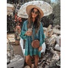 image:imageRVivimos Womens Summer Cotton Half Sleeve Casual Loose Bohemian Floral Tunic DressesGreen