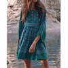 image:imageRVivimos Womens Summer Cotton Half Sleeve Casual Loose Bohemian Floral Tunic DressesGreen