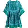 image:imageRVivimos Womens Summer Cotton Half Sleeve Casual Loose Bohemian Floral Tunic DressesGreen