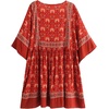 image:imageRVivimos Womens Summer Cotton Half Sleeve Casual Loose Bohemian Floral Tunic DressesRed