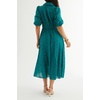 image:imageRVivimos Womens Summer Cotton Half Sleeve Eyelet Embroidery Elastic Waist Button Down Casual Shirt Midi Dress with PocketsDark Green