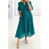 image:imageRVivimos Womens Summer Cotton Half Sleeve Eyelet Embroidery Elastic Waist Button Down Casual Shirt Midi Dress with PocketsDark Green