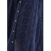 image:imageRVivimos Womens Summer Cotton Half Sleeve Eyelet Embroidery Elastic Waist Button Down Casual Shirt Midi Dress with PocketsNavy Blue