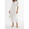 image:imageRVivimos Womens Summer Cotton Half Sleeve Eyelet Embroidery Elastic Waist Button Down Casual Shirt Midi Dress with PocketsWhite