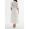 image:imageRVivimos Womens Summer Cotton Half Sleeve Eyelet Embroidery Elastic Waist Button Down Casual Shirt Midi Dress with PocketsWhite