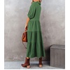 image:imageRVivimos Womens Summer Cotton Half Sleeves Button Down Casual Loose Slit Midi Dress with PocketsDarkgreen