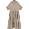 image:imageRVivimos Womens Summer Cotton Half Sleeves Button Down Casual Loose Slit Midi Dress with PocketsKhaki