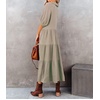 image:imageRVivimos Womens Summer Cotton Half Sleeves Button Down Casual Loose Slit Midi Dress with PocketsKhaki