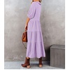 image:imageRVivimos Womens Summer Cotton Half Sleeves Button Down Casual Loose Slit Midi Dress with PocketsLight Purple