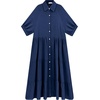 image:imageRVivimos Womens Summer Cotton Half Sleeves Button Down Casual Loose Slit Midi Dress with PocketsNavyblue