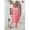 image:imageRVivimos Womens Summer Cotton Half Sleeves Button Down Casual Loose Slit Midi Dress with PocketsPink
