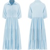 image:imageRVivimos Womens Summer Cotton Half Sleeves Button Down Casual Loose Slit Midi Dress with PocketsSkyblue