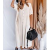 image:imageRVivimos Womens Summer Cotton Half Sleeves Button Down Casual Loose Slit Midi Dress with PocketsWhite