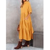 image:imageRVivimos Womens Summer Cotton Half Sleeves Button Down Casual Loose Slit Midi Dress with PocketsYellow